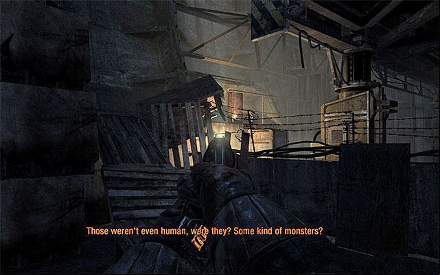 There is a new area with opponents in front of you and, like in third chapter, it would be good to carry on stealth actions, eliminating enemies or ing them by without triggering an alarm - Find a way to get upstairs | Chapter 5: Separation - Chapter 5: Separation - Metro: Last Light Game Guide