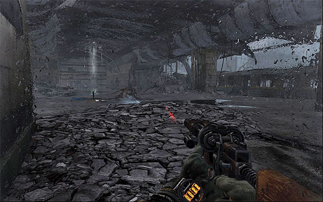 Just like previously, keep to the left wall, so that you go around the mutant, in the middle of the bridge, at a safe distance - Scale the bridge and find the crossing (1) | Chapter 24: Bridge - Chapter 24: Bridge - Metro: Last Light Game Guide