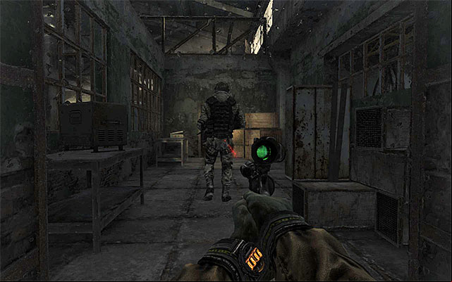 Regardless of how you have decided to act, make your way into the small room patrolled by a single guard (shown in the above screenshot) - Find about the plans of the Red Line troops | Chapter 25: Depot - Chapter 25: Depot - Metro: Last Light Game Guide