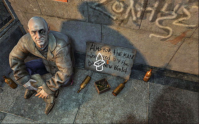 Won your way to the rendezvous point, you will encounter a beggar sitting on the ground - Meet Pavel at the theater entrance | Chapter 9: Bolshoi - Chapter 9: Bolshoi - Metro: Last Light Game Guide