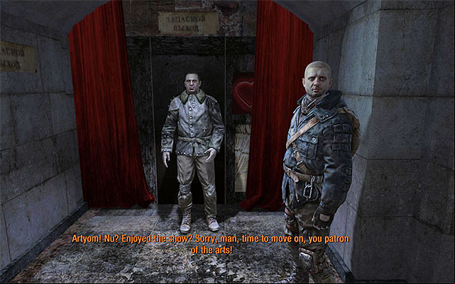 If you do not feel like it, or they already over, up with Pavel standing to the right and walk through the dressing room - Reach the Red Line - part 2 | Chapter 9: Bolshoi - Chapter 9: Bolshoi - Metro: Last Light Game Guide