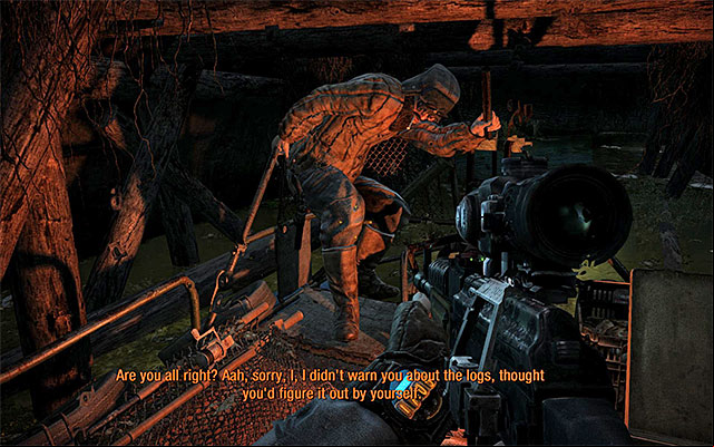 The boat will soon collide with a log of wood and, as a result, you will fall overboard - Reach Venice | Chapter 14: Dark Water - Chapter 14: Dark Water - Metro: Last Light Game Guide