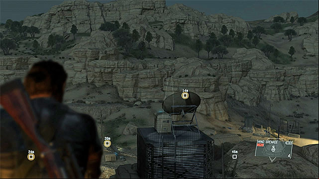 Throw grenades towards the antennas - Identifying and destroying the comms equipment | Walkthrough - Mission 4 - C2W - Metal Gear Solid V: The Phantom Pain Game Guide & Walkthrough