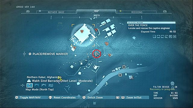 You can try to rescue the prisoner after you have reached the upper part of the Wakh Sind Barracks, still before you have found the engineer, or after you have fultoned him - Remaining Over the Fence secondary mission objectives | Walkthrough - Mission 5 - Over the Fence - Metal Gear Solid V: The Phantom Pain Game Guide & Walkthrough