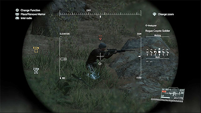 One of the snipers located near guard place number 13 - Reaching the mine | Walkthrough - Mission 18 - Blood Runs Deep - Metal Gear Solid V: The Phantom Pain Game Guide & Walkthrough