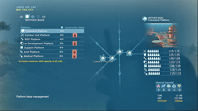 Gradually develop the platforms. - General info | Mother Base - Mother Base - Metal Gear Solid V: The Phantom Pain Game Guide & Walkthrough