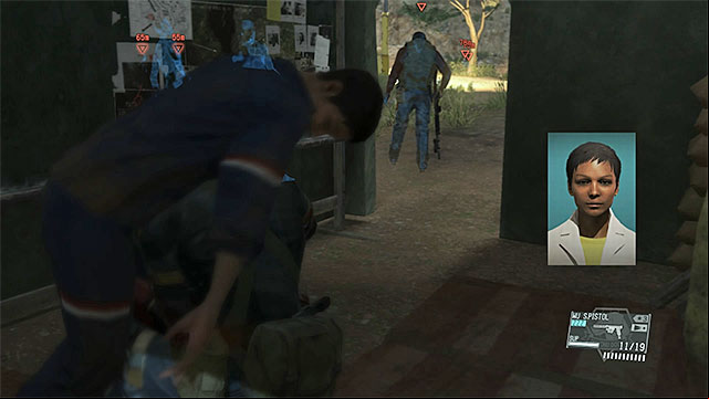 You can sneak up to the tent with the female - Rescuing and extracting the engineers | Walkthrough - Mission 24 - Close - Metal Gear Solid V: The Phantom Pain Game Guide & Walkthrough