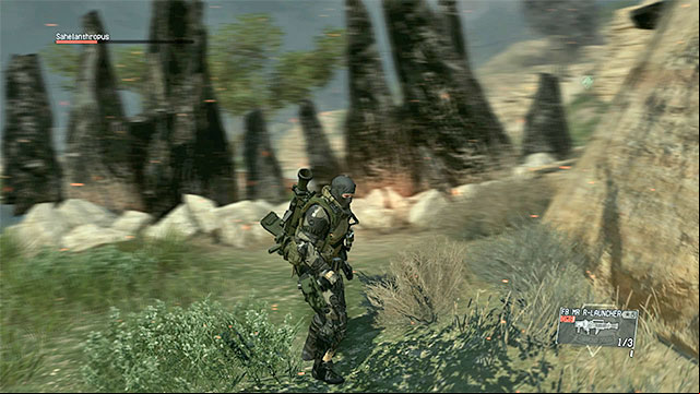 Avoid with stone spires. - How to win with Sahelanthropus in the Extreme mode? | Walkthrough - Mission 50 - Sahelanthropus - Metal Gear Solid V: The Phantom Pain Game Guide & Walkthrough
