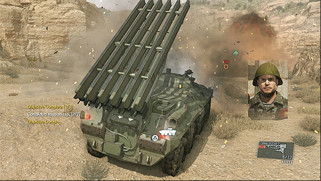Use the rockets when the convoy gets into your rang of attack. - Eliminating the colonel and the tanks from the convoy | Walkthrough - Mission 8 - Occupation Forces - Metal Gear Solid V: The Phantom Pain Game Guide & Walkthrough
