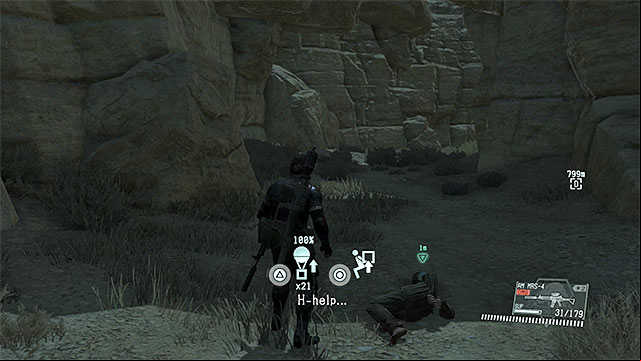 Stay on the mountain path and head east - Extracting the prisoners and enemy patrol | Walkthrough - Mission 9 - Backup, Back Down - Metal Gear Solid V: The Phantom Pain Game Guide & Walkthrough