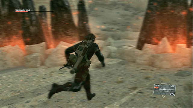 A lot more dangerous from the typically used attacks of the boss is the one, which is associated with the sword-like weapon - List of Sahelanthropus attacks | Walkthrough - Mission 31 - Sahelanthropus - Metal Gear Solid V: The Phantom Pain Game Guide & Walkthrough