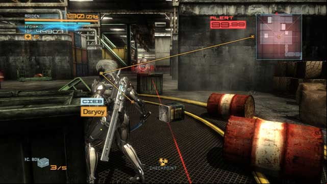 An annoying enemy that is standing in the only age - R-02 Research Facility - The Main Campaign - walkthrough - Metal Gear Rising: Revengeance - Game Guide and Walkthrough