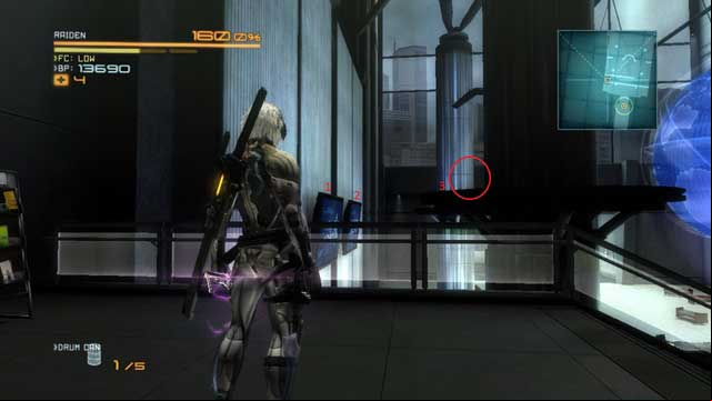 The location of another Data Storage. - R-04 Hostile Takedown - The Main Campaign - walkthrough - Metal Gear Rising: Revengeance - Game Guide and Walkthrough