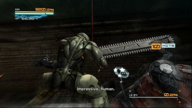 The fight against Blade Wolf is no different than when you fought him as Raiden. - Boss - Blade Wolf - DLC - Jetstream Sam - walkthrough - Metal Gear Rising: Revengeance - Game Guide and Walkthrough