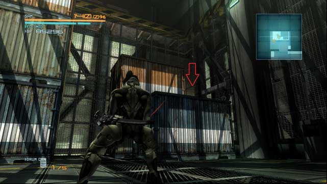 There is a Data Storage behind this container. - Boss - Blade Wolf - DLC - Jetstream Sam - walkthrough - Metal Gear Rising: Revengeance - Game Guide and Walkthrough