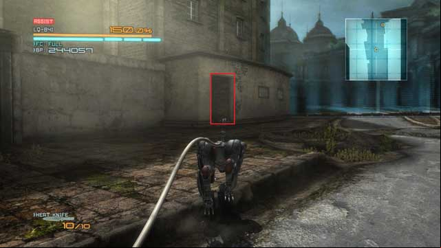 And another Fuel Cell here. - Abkhazia Dilapidated Town - DLC - Blade Wolf - walkthrough - Metal Gear Rising: Revengeance - Game Guide and Walkthrough