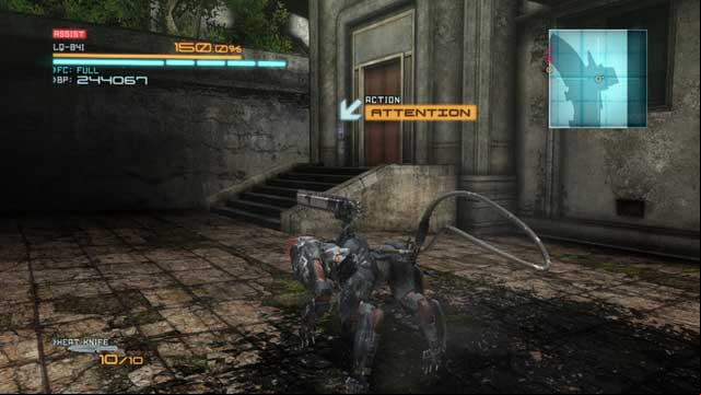 The building with a VRM computer inside. - Abkhazia Dilapidated Town - DLC - Blade Wolf - walkthrough - Metal Gear Rising: Revengeance - Game Guide and Walkthrough