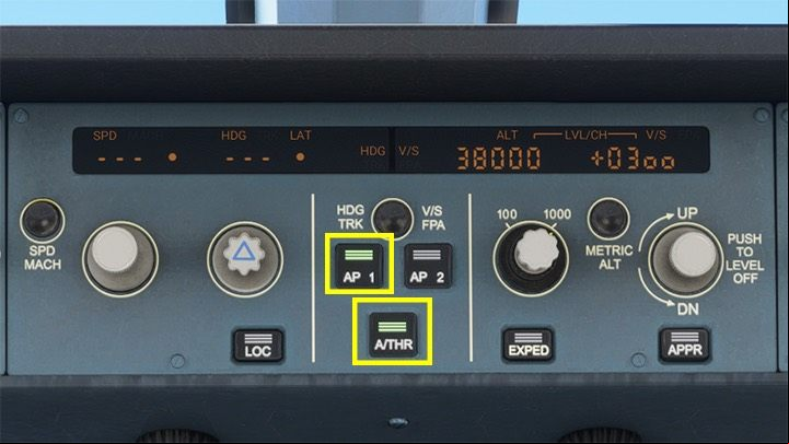 The most important button is AP 1 to activate the autopilot - Microsoft Flight Simulator: Autopilot in a enger aircraft - enger aircraft - Microsoft Flight Simulator 2020 Guide