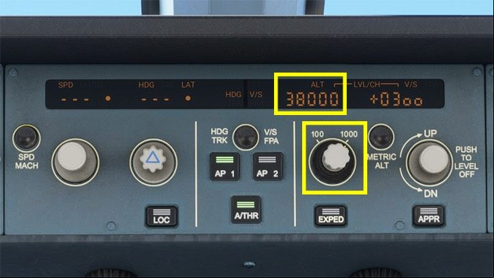 Next to the AP 1 button, the second most important element is the ALT - altitude mode button and knob - Microsoft Flight Simulator: Autopilot in a enger aircraft - enger aircraft - Microsoft Flight Simulator 2020 Guide