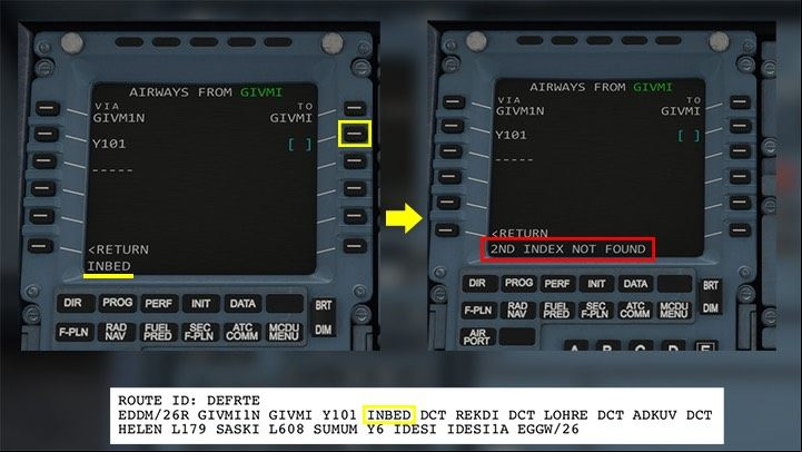 After corridor Y101, the next stage on the plan is the navigation point INBED - Microsoft Flight Simulator: How to program MCDU on-board computer? - enger aircraft - Microsoft Flight Simulator 2020 Guide