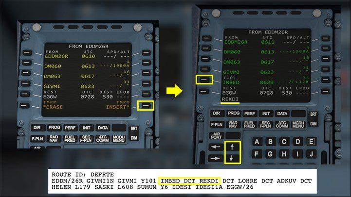 After typing INBED, confirm with the INSERT* button - Microsoft Flight Simulator: How to program MCDU on-board computer? - enger aircraft - Microsoft Flight Simulator 2020 Guide