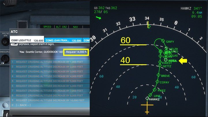 In our example flight, the plane flies at the altitude of FL180, which is 18 thousand feet - Microsoft Flight Simulator: When to begin descent? - Example flight - Microsoft Flight Simulator 2020 Guide
