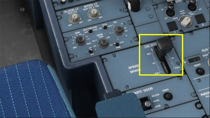 If for some reason you started the descent too late and the plane quickly loses altitude causing an increase in speed, you can slightly slow down the machine with the aerodynamic SPEED BRAKE - Microsoft Flight Simulator: When to begin descent? - Example flight - Microsoft Flight Simulator 2020 Guide