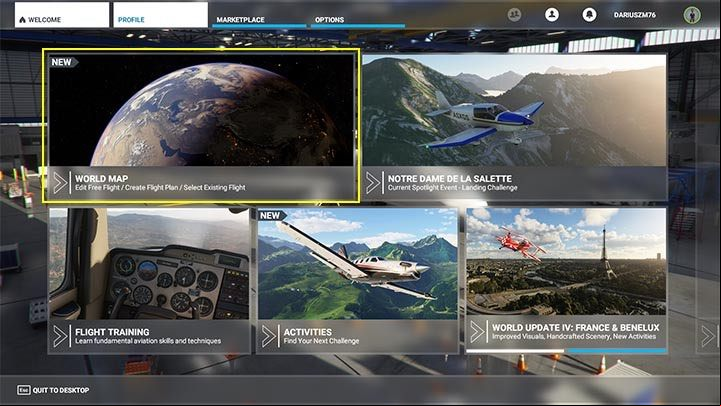 From the main menu, select world map mode - Microsoft Flight Simulator: How to create enger aircraft flight plan? - enger aircraft - Microsoft Flight Simulator 2020 Guide