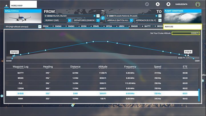 By clicking NAV LOG on the right, you can view a cross-section of the flight plan from the altitude profile provided for each navigation point - Microsoft Flight Simulator: How to create enger aircraft flight plan? - enger aircraft - Microsoft Flight Simulator 2020 Guide