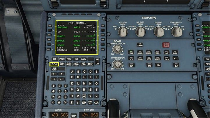 On the MCDUcomputer, you will find all the previously selected data: take-off at EDDM, an SID procedure called GIVMI, and all subsequent navigation points until landing at EBBR and lane 25 - Microsoft Flight Simulator: How to create enger aircraft flight plan? - enger aircraft - Microsoft Flight Simulator 2020 Guide
