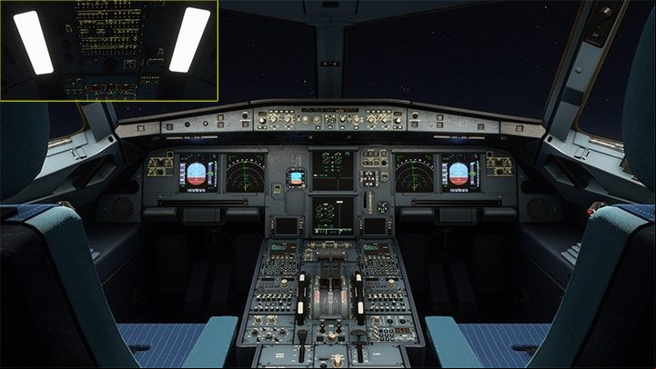 DOME lights illuminate the cockpit like a ceiling lamp room. - Microsoft Flight Simulator: Cockpit of a enger aircraft - enger aircraft - Microsoft Flight Simulator 2020 Guide