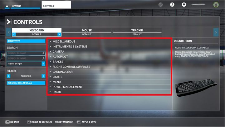 The main categories are - Microsoft Flight Simulator: Keybinds/Controls - PC, Xbox One - Appendix - Microsoft Flight Simulator 2020 Guide