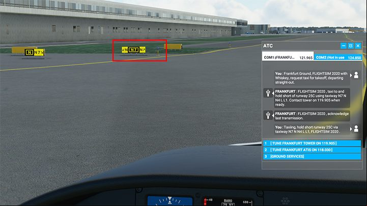 We are on the next road as instructed - N - Microsoft Flight Simulator: Taxi to the runway - Advanced Flying - Microsoft Flight Simulator 2020 Guide