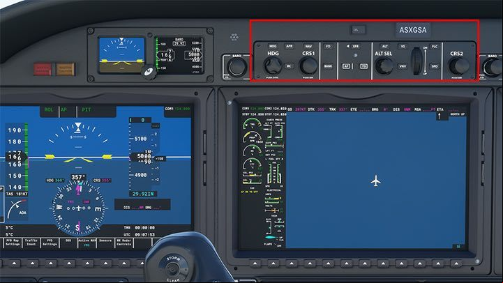 The flight plan and map are in turn controlled by a touch below the main displays - Microsoft Flight Simulator: Autopilot - how to operate it? - Advanced Flying - Microsoft Flight Simulator 2020 Guide
