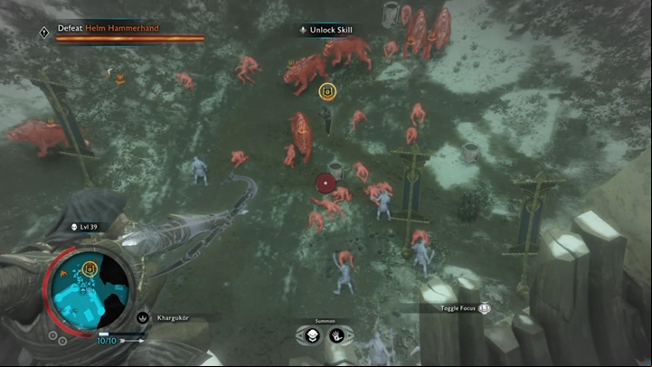An accurate shot into the barrel will weaken the enemies. - Shadow of War: The Scourage - Walkthrough - Act 2 - Rise to Power - Middle-earth: Shadow of War Game Guide