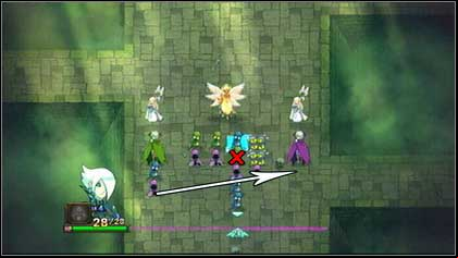 Remove the green Zombie standing beside the bone wall and afterwards move the purple Guard from the left edge of the battlefield to the right - Heresh - Battle puzzles - Might & Magic: Clash of Heroes - Game Guide and Walkthrough