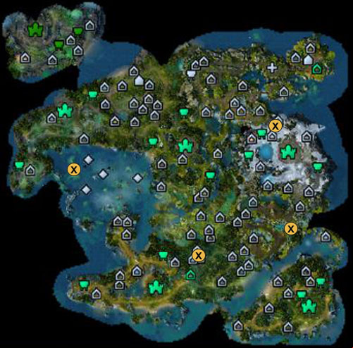 The items were looking for are marked with crosses - 3rd mission - The Blood-Dimmed Tide - Campaign - Might & Magic: Heroes VI Game Guide