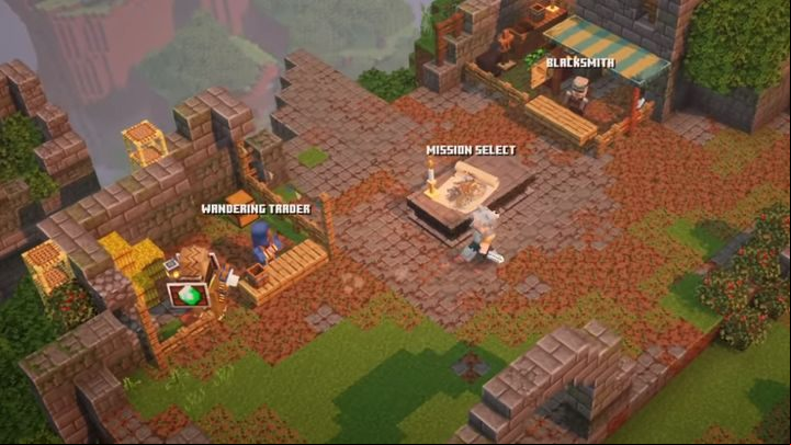 You switch between locations using the world map available in the camp - Minecraft Dungeons: Game world - exploration, locations - Starting tips - Minecraft Dungeons Guide