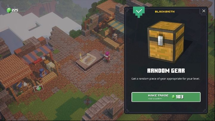 At the camp, you can buy things from trades - Minecraft Dungeons: Best starting tips - Starting tips - Minecraft Dungeons Guide