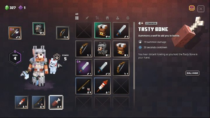 Put the acquired skill in one of the available item slots - Minecraft Dungeons: Dog - how to get? Skills - FAQ - Minecraft Dungeons Guide