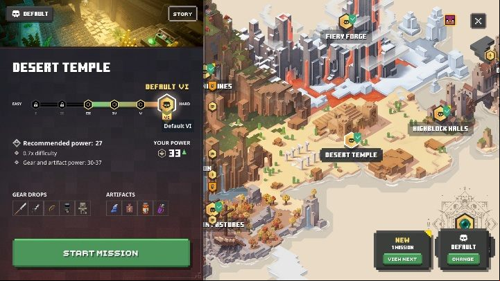 Your task is to select locations and their difficulty levels - Minecraft Dungeons: Map - how does it work? Movement, difficulty level - Map - Minecraft Dungeons Guide