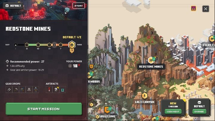 Go into the settings of a specific map before exploring the area - Minecraft Dungeons: Map - how does it work? Movement, difficulty level - Map - Minecraft Dungeons Guide