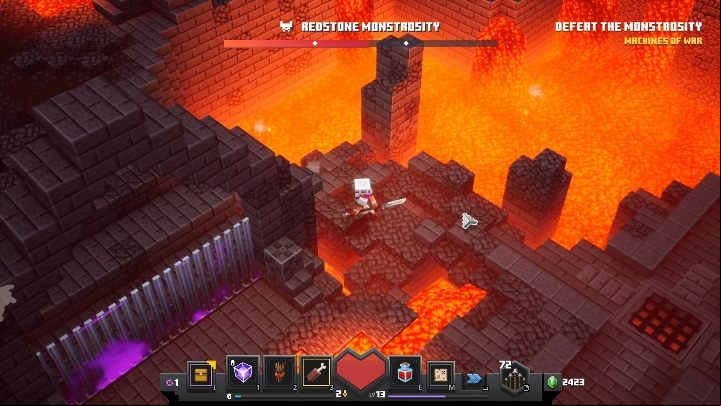 Additional curiosity - there is a secret exit from the arena - Minecraft Dungeons: Redstone Monstrosity boss fight walkthrough - Bosses - Minecraft Dungeons Guide