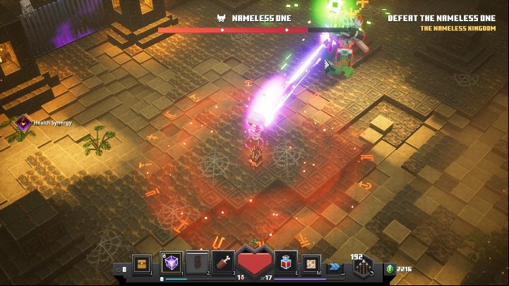Even though this map seems quite closed and limited, you can run out of it at any time - Minecraft Dungeons: Nameless One boss fight walkthrough - Bosses - Minecraft Dungeons Guide