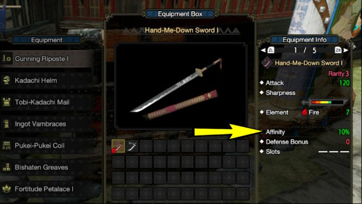 Affinity is one of the weapon statistics in Monster Hunter Rise - Monster Hunter Rise: Affinity - what is it? - Hero - Monster Hunter Rise Guide