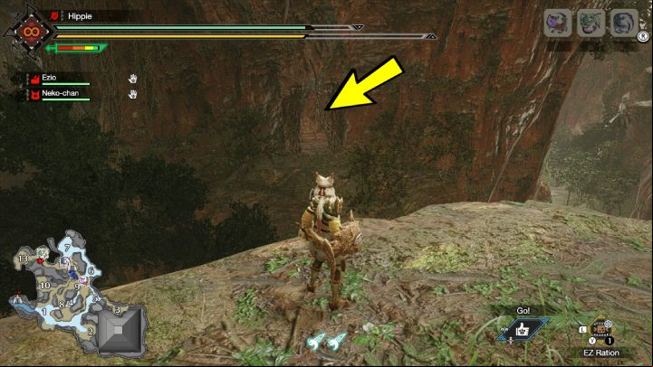The sixth Old Message is located in a cave on a rock shelf, in area 12 - Monster Hunter Rise: Old Messages - Flooded Forest, collectibles, map - The Sunken Forest - Monster Hunter Rise Guide