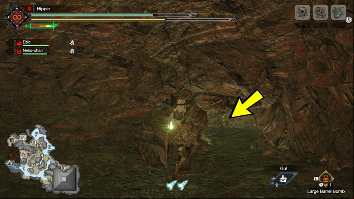 The ninth Old Message is in a small cave between the main camp and area 13 - Monster Hunter Rise: Old Messages - Flooded Forest, collectibles, map - The Sunken Forest - Monster Hunter Rise Guide