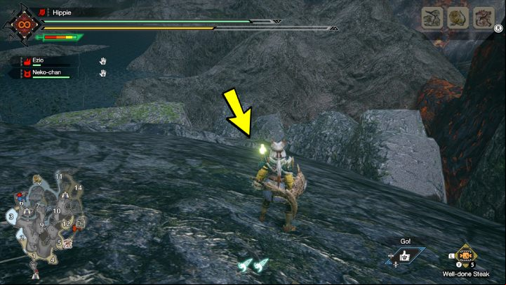 The eighth Old Message is located on the rock in area 6 - Monster Hunter Rise: Old Messages - Lava Caverns, collectibles, map - Lava Caves - Monster Hunter Rise Guide