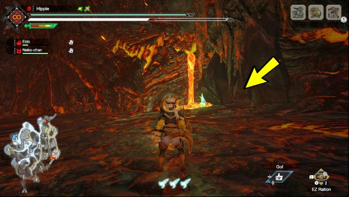 3 - Monster Hunter Rise: Old Messages - Lava Caverns, collectibles, map - Lava Caves - Monster Hunter Rise Guide