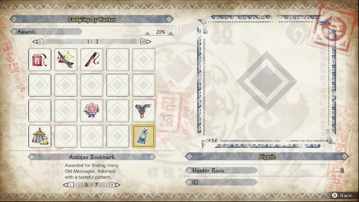 Once you have found all 10 Rampage Old Messages, you will receive Antique Bookmark You can check the special awards in the guild card of your characters - Monster Hunter Rise: Old Messages - Lava Caverns, collectibles, map - Lava Caves - Monster Hunter Rise Guide